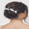 Unicra Silver Flower Bride Wedding Hair Pins Leaf Bridal Headpiece Pearl Rhinestone Bridesmaids Hair Accessories for Women and Girls(Pack of 3) view 4