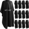 12Pcs Barber Cape 64 x 56'' Large Waterproof Hair Cutting Salon Cape Adjustable Snaps for Hair Dye Salon Stylist Supplies(Black) view 1