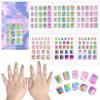 SIUSIO 132 Pcs 6Pack Kids Press on Nails Children Acrylic Fake Nails Cute Pre-glue Full Cover Glitter Gradient Color Rainbow Short Stick On False Nail Art Kits Set for Kids Little Girls - Spendid Pony view 1