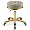 360  rolling rotation salon stool,round leather cushion beauty chair 330 Lbs load heavy hydraulic stool,lifting wheel and gold stainless steel base,for spa work office massage nail tattoo work chair view 1