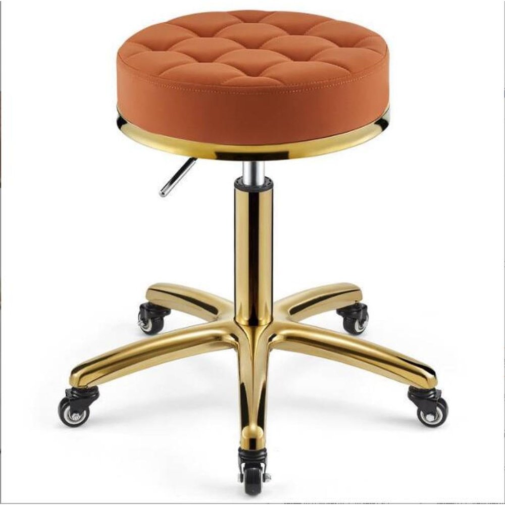 360  rolling rotation salon stool,round leather cushion beauty chair 330 Lbs load heavy hydraulic stool,lifting wheel and gold stainless steel base,for spa work office massage nail tattoo work chair