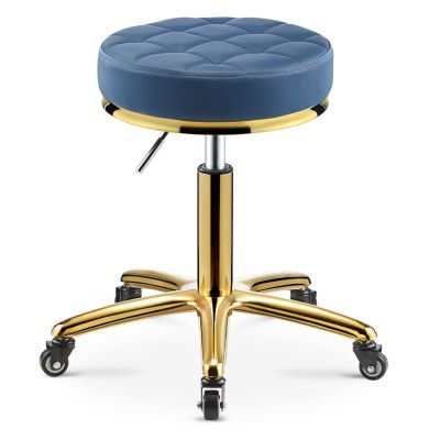 360  rolling rotation salon stool,round leather cushion beauty chair 330 Lbs load heavy hydraulic stool,lifting wheel and gold stainless steel base,for spa work office massage nail tattoo work chair