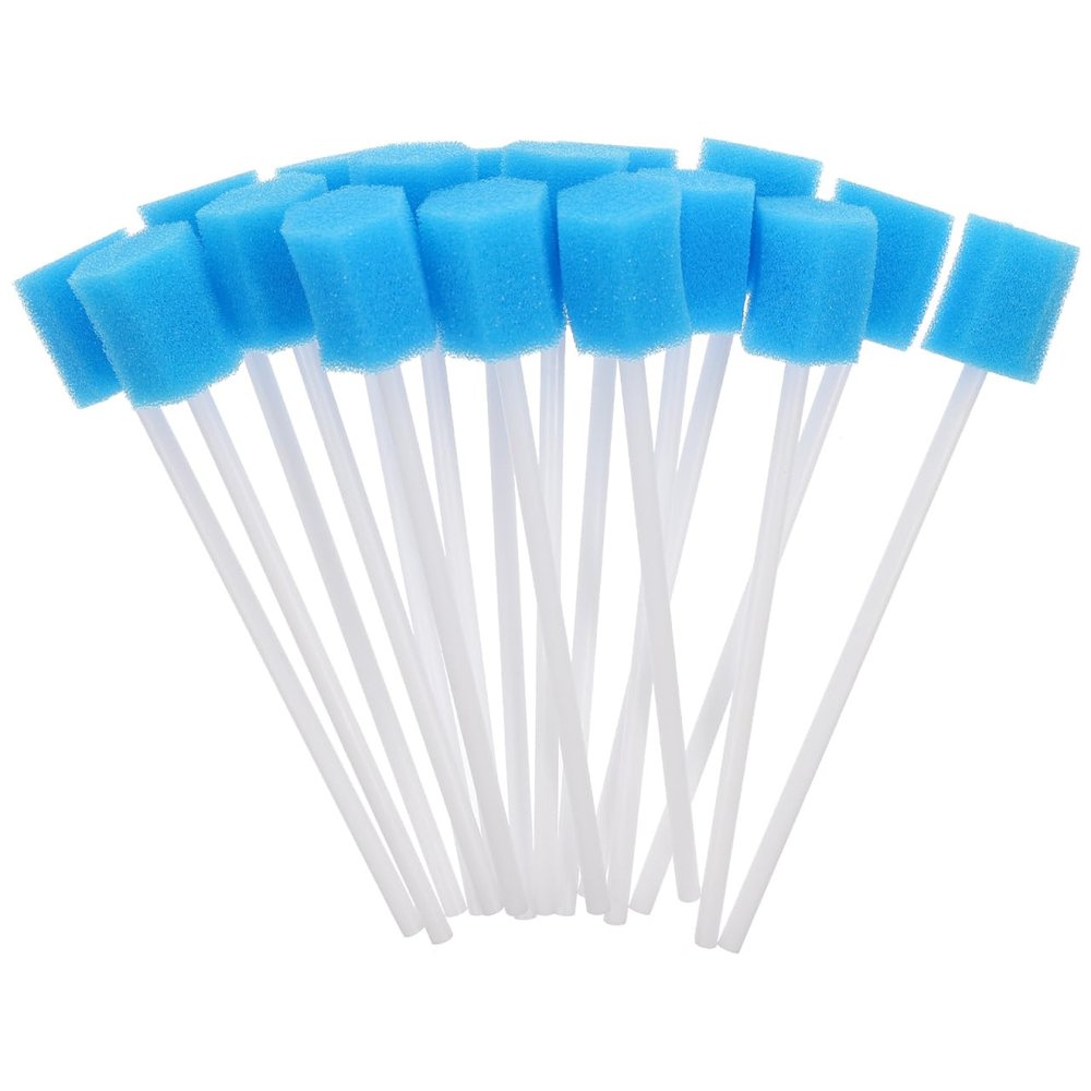 GLEAVI Oral Care Sponge Mouth Swabs 50 Pcs Soft Foam Cleaning Sticks 4.7 Inch Lightweight Portable Oral Cleaning for Travel Elderly and Daily Use