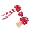 KALLORY 3pcs Japanese Style Flower Hair Clips Handmade Red Barrette Accessories for Kimono and Everyday Wear Hair Decoration for Women and Girls view 1