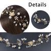 2 Pieces Bridal Hair Vines Flower Wedding Headband Princess Hair Accessories Crystal Pearls Headpiece Elegant Head bands for Bridesmaid and Flower Girls (Gold) view 2