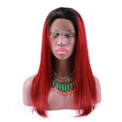 sent hair Ombre Full Lace Wigs Human Hair with Adjustable Strap Straight #1B/99J Dark Roots Wine Red Wigs with Baby Hair Pre Plucked Bleached Knots 20 inch for Black Women Free Part