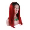 sent hair Ombre Full Lace Wigs Human Hair with Adjustable Strap Straight #1B/99J Dark Roots Wine Red Wigs with Baby Hair Pre Plucked Bleached Knots 20 inch for Black Women Free Part view 3