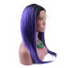 sent hair Ombre Full Lace Wigs Human Hair with Adjustable Strap Straight #1B/Purple Dark Roots Wigs with Baby Hair Pre Plucked Bleached Knots 18 inch for Black Women Free Part view 2