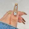 FRUJCDKI Press on Nails 24pcs Ombre Long Ballerina Flash Drill Rhinestones Delicate Snake Shaped Diamond Coffin Fake Nails view 3
