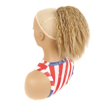 AABABUY Corn Wave Ponytail Extensions Afro Drawstring Ponytail 11 Inch Short Curly Ponytail Synthetic Hairpieces for Black Women (16#)