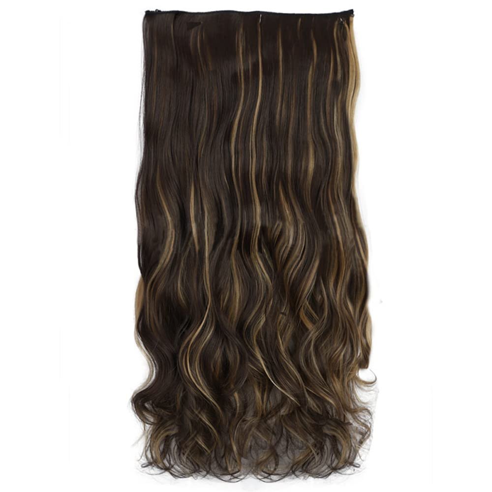 AABABUY Invisible Wire Hair Extensions 24 Inch Curly Long Synthetic Hairpieces Fish Line Hair Extensions for Women (56#)