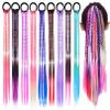 18 PCS Girls Rainbow Braided Synthetic Hairpieces Ponytail Kids Hair Extensions with Rubber Bands view 1