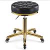 360  rolling rotation salon stool,round leather cushion beauty chair 330 Lbs load heavy hydraulic stool,lifting wheel and gold stainless steel base,for spa work office massage nail tattoo work chair view 1