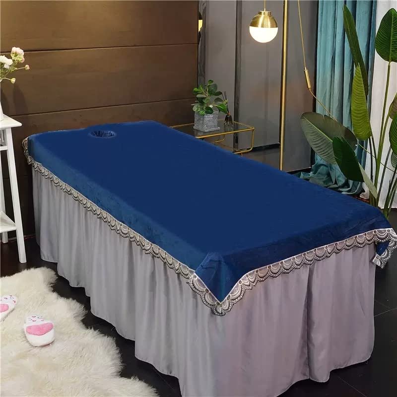 Plush Massage Table Cloth with Face Hole Massage Table Cover Sheet Beauty Salon Bed Sheets Beauty Massage SPA Couch Cover Beauty Couch Cover for Massage Tables Bed Treatment-D 100x200cm