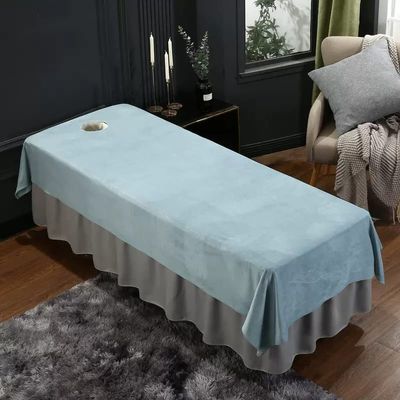 Beauty Couch Cover for Massage Tables Bed Treatment Massage Fitted Sheet with Face Hole Massage Table Cover Sheet Salon Bed Sheet Cover Lace Side SPA Massage Table Cover-B 120x240cm