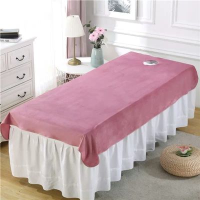 Plush Massage Table Cloth with Face Hole Massage Table Cover Sheet Solid Color SPA Massage Couch Cover Protective Massage Table Bed Cover Beauty Salon Spa Sheet for Massage Bed-J 80x200cm