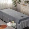 Darley Plush Beauty Massage SPA Couch Cover with Face Hole Bed Sheet Cover Massage Table Cloth Thick Spa Massage Treatment Table Bed Cover Lace Side Massage Table Sheet-C 85x205cm view 1