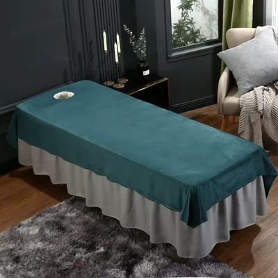 Beauty Couch Cover for Massage Tables Bed Treatment Massage Fitted Sheet with Face Hole Massage Table Cover Sheet Salon Bed Sheet Cover Lace Side SPA Massage Table Cover-F 120x240cm