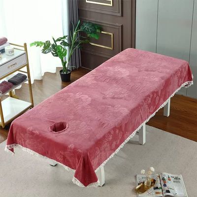 Plush Massage Bed Cover with Face Hole Massage Table Cover Sheet Solid Color Salon Bed Sheet Cover Spa Massage Treatment Table Bed Cover Beauty Salon Massage Cover-D 120x220cm