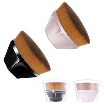 2 Pack Foundation Makeup Brush,High Density Seamless Foundation Hexagon Face Blush For Flawless Powder,Blending Liquid,Cream Cosmetics With Portable Case