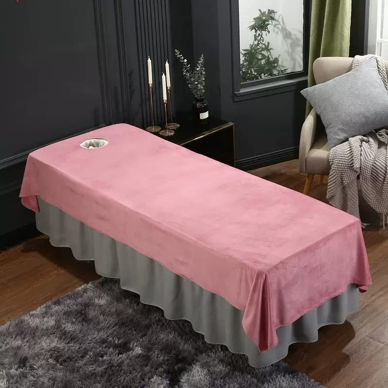 Beauty Couch Cover for Massage Tables Bed Treatment Massage Fitted Sheet with Face Hole Massage Table Cover Sheet Salon Bed Sheet Cover Lace Side SPA Massage Table Cover-D 120x240cm
