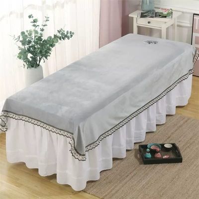 Darley Plush Beauty Couch Cover for Massage Bed Sheet Cover with Face Hole Massage Table Cover Sheet Solid Color Massage Table Sheet SPA Massage Couch Cover for Massage Bed-I 120x200cm