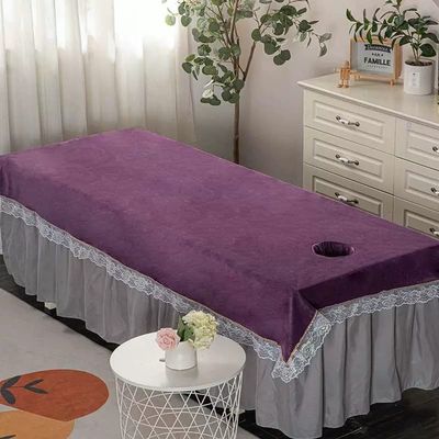 Darley Plush Beauty Bed Sheet Cover with Face Hole Beauty Salon Massage Cover Solid Color Beauty Salon Spa Sheet Massage Sheet Cover Thick Salon Couch Sheet SPA Massage Table Cover-D 85x205cm