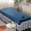 Darley Plush Beauty Bed Sheet Cover with Face Hole Beauty Salon Massage Cover Solid Color Beauty Salon Spa Sheet Massage Sheet Cover Thick Salon Couch Sheet SPA Massage Table Cover-J 85x205cm view 1