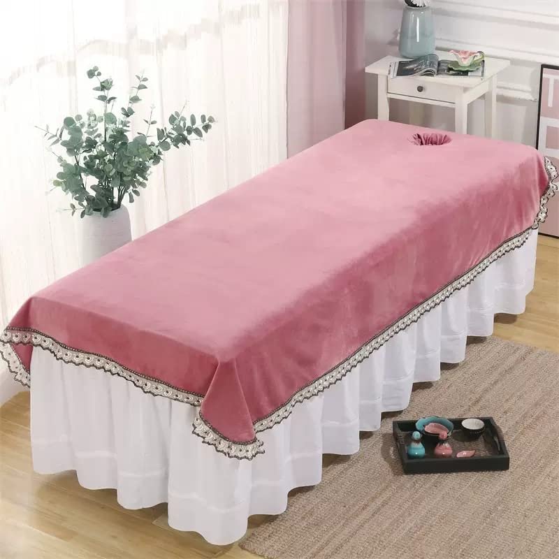 Darley Plush Beauty Couch Cover for Massage Bed Sheet Cover with Face Hole Massage Table Cover Sheet Solid Color Massage Table Sheet SPA Massage Couch Cover for Massage Bed-M 120x200cm