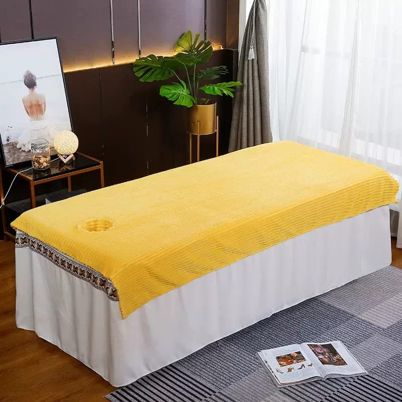 Darley Plush Beauty Massage SPA Couch Cover with Face Hole Beauty Salon Spa Sheet Solid Color Massage Table Cloth Massage Table Cover Sheet Salon Bed Sheet Cover for Massage Bed-B 80x200cm
