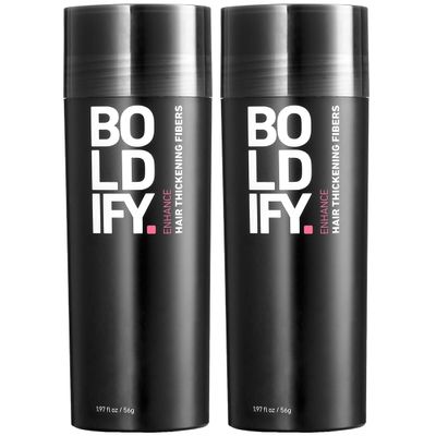 BOLDIFY Hair Fibers (2 x 56g) - Fill In Thinning and Fine Hair for an Instantly Fuller, Thicker Look - 14 Shades for Women & Men - Dark Brown