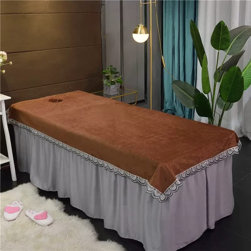 Plush Massage Table Cloth with Face Hole Massage Table Cover Sheet Beauty Salon Bed Sheets Beauty Massage SPA Couch Cover Beauty Couch Cover for Massage Tables Bed Treatment-C 100x200cm