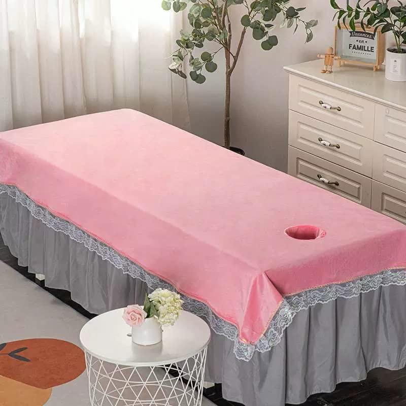 Darley Plush Beauty Bed Sheet Cover with Face Hole Beauty Salon Massage Cover Solid Color Beauty Salon Spa Sheet Massage Sheet Cover Thick Salon Couch Sheet SPA Massage Table Cover-F 120x220cm