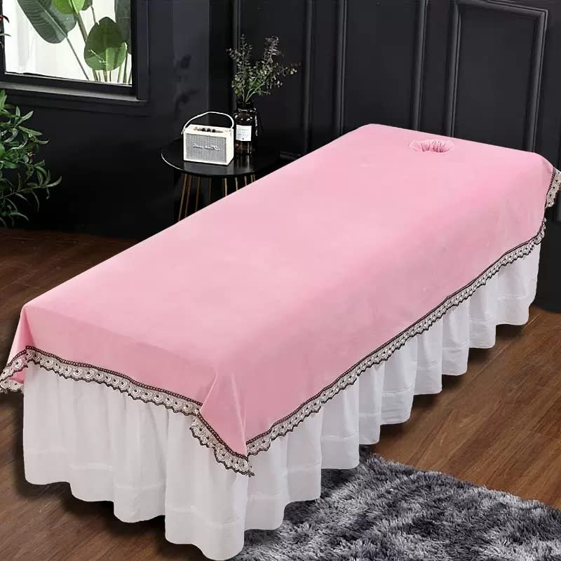 Plush Beauty Salon Massage Cover with Face Hole Beauty Couch Cover for Massage Tables Bed Treatment Solid Color Bed Sheet Cover Thick Salon Couch Sheet for Massage Bed-E 120x200cm