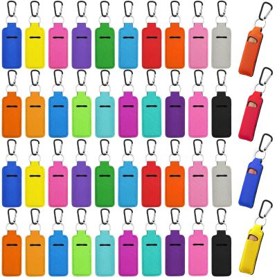Tudomro 40 Pack Lipstick Keychain Holder with Clip Colorful Portable Lip Balm Holder Keychain for Women(Black Clips)