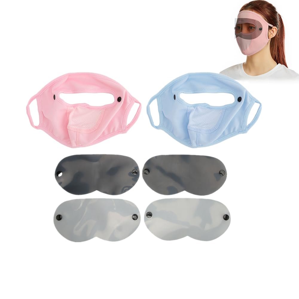 Dioche 4 Pcs Full Face Cover, Multifunctional, Womens Sunscreen Face Veil with Eye Protector Sheets for Hiking, Wholesale Business