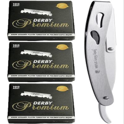 The Shave Factory Straight Edge Razor Kit - with Single Stainless Steel razors for men from (Matte, Derby Premium Single Edge)