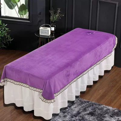 Plush Beauty Salon Massage Cover with Face Hole Beauty Couch Cover for Massage Tables Bed Treatment Solid Color Bed Sheet Cover Thick Salon Couch Sheet for Massage Bed-A 80x200cm