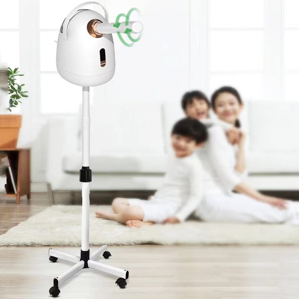 UIBAO Professional Facial Steamer On Wheels Ionic Facial Steamer with Hot Mist Function Stand Facial Steamer for Personal Home Salon Spa Skin Cleaning,Can add Essential Oils,Herbs
