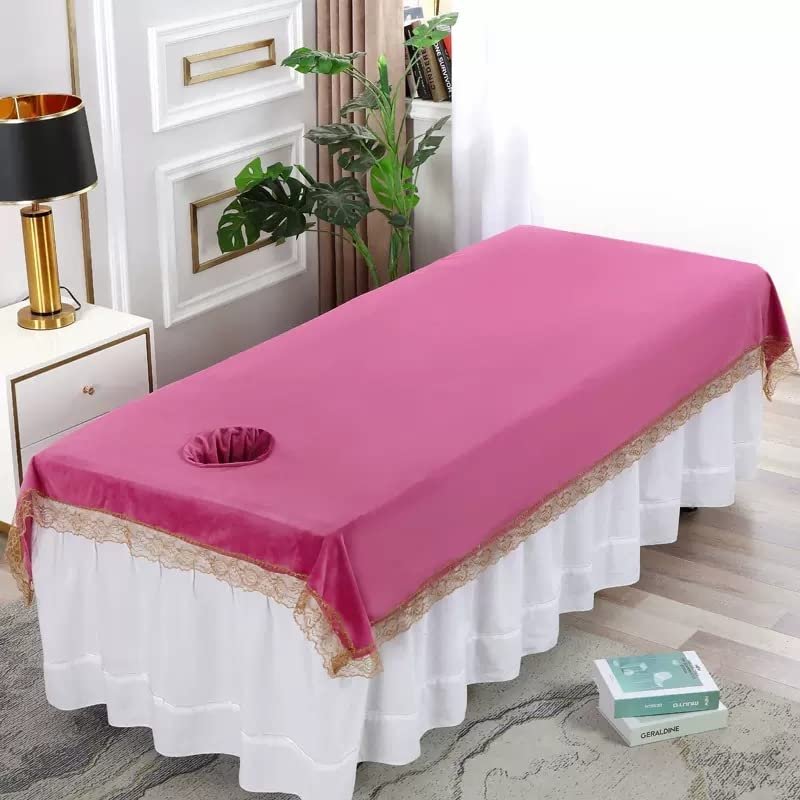 Darley Plush Beauty Salon Spa Sheet with Face Hole Beauty Massage SPA Couch Cover Solid Color Beauty Salon Spa Sheet Thick SPA Massage Table Cover Massage Table Cover Sheet-F 120x220cm