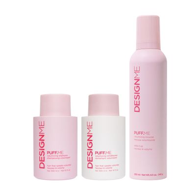 Design.Me PUFF.ME Volumizing Shampoo and Conditioner, & Mousse Bundle | 10Fl Oz Sulfate Free Shampoo, Sulfate Free Conditioner & 8.5-Oz Hair Volume Mousse | Color Safe Shampoo, Conditioner, & Mousse