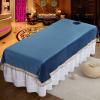 Cotton Beauty Salon Massage SPA Center Bed Sheets with Face Hole Beauty Salon Spa Sheet Solid Color Massage Bed Cover Salon Bed Sheet Cover Lace Side Design SPA Massage Table Cover-E 80x200cm view 1