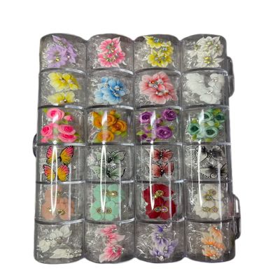 100 Pcs 3D Acrylic Flowers And Butterfly Handmade - Variety 3D Nail Flowers In One Box 5#