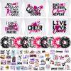 Amylove 65 Pcs Cheerleader Gifts Bulk Cheer Makeup Bag Portable Sports Cosmetic Zipper Pouches Cheer Scrunchies Cheerleading Hair Ties Sticker Water Bottles Laptop Car Decal for Women Teammates view 1