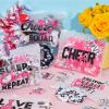 Amylove 65 Pcs Cheerleader Gifts Bulk Cheer Makeup Bag Portable Sports Cosmetic Zipper Pouches Cheer Scrunchies Cheerleading Hair Ties Sticker Water Bottles Laptop Car Decal for Women Teammates view 4
