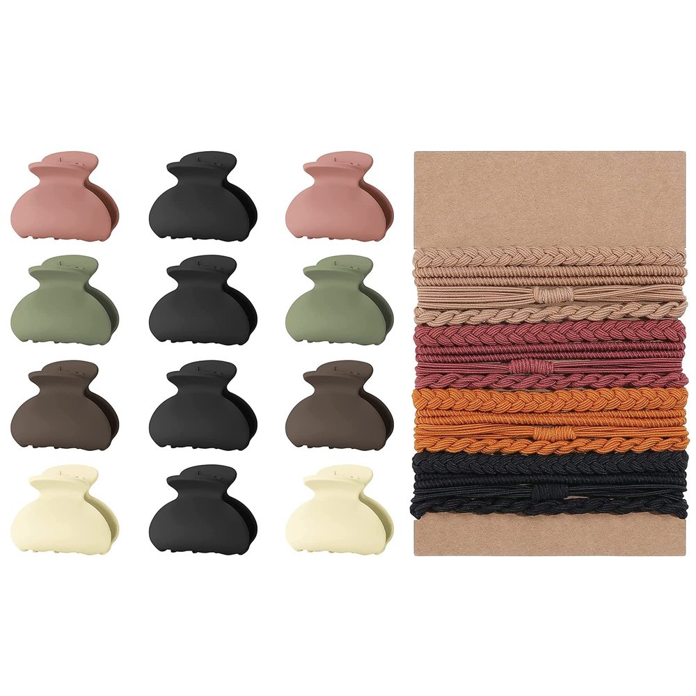 Lolalet 12 Pack Small Hair Clips Bundle with 16 Pcs Hair Ties Bracelet for Women Girls