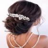 Brishow Rhinestone Bride Wedding Hair Comb Silver Pearl Bridal Hair Piece Crystal Prom Party Hair Accessories for Women and Girls view 2