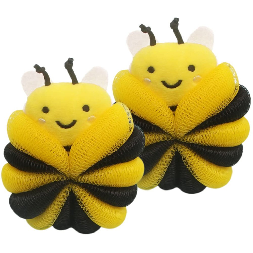 Bath Loofahs for 2Pcs Bee Design Shower Sponge Soothing Loofa Exfoliating Bath Sponge Body Scrubber Bath Sponges for Shower Bath Scrubber for Body