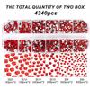 4240Pcs Flatback Red and Green Rhinestones for Nail Art Face Makeup Christmas Diy with Tweezers and Picking Pen (SS6~SS20 Set) view 2