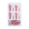 HAZELS Full Cover False Nails French Long Ballet Detachable Fake Nails Matte Shiny Flame Fake Nail Glitter Gold Line Manicure Decor (Color : 24pcs-03) view 1